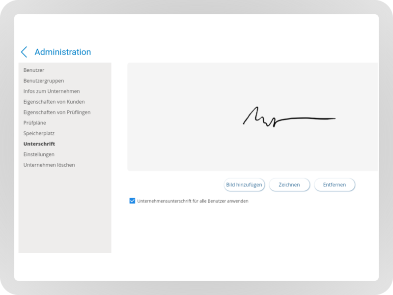 Automatische Unterschrift - Hinterlegen Sie Ihre Unterschrift um Protokolle automatisiert zu unterschreiben
